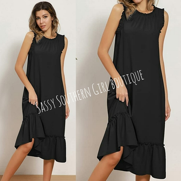 Sassy Southern Girl boutique Dresses & Skirts - 🆕⭐ Black ruffle hem sleeveless midi dress